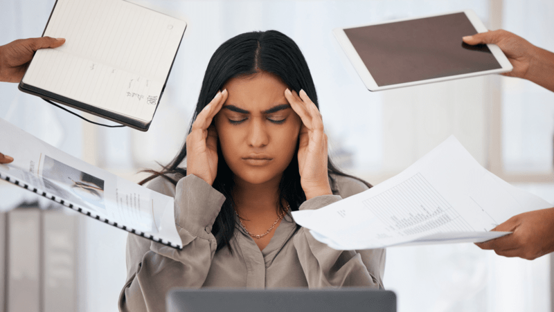 a girl stressed due to workload